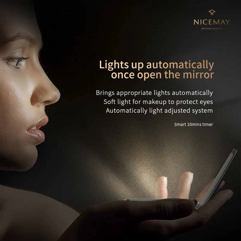 Magnification LED Light Pocket Purse Hand Held Portable Folding Small Mini Makeup Mirror