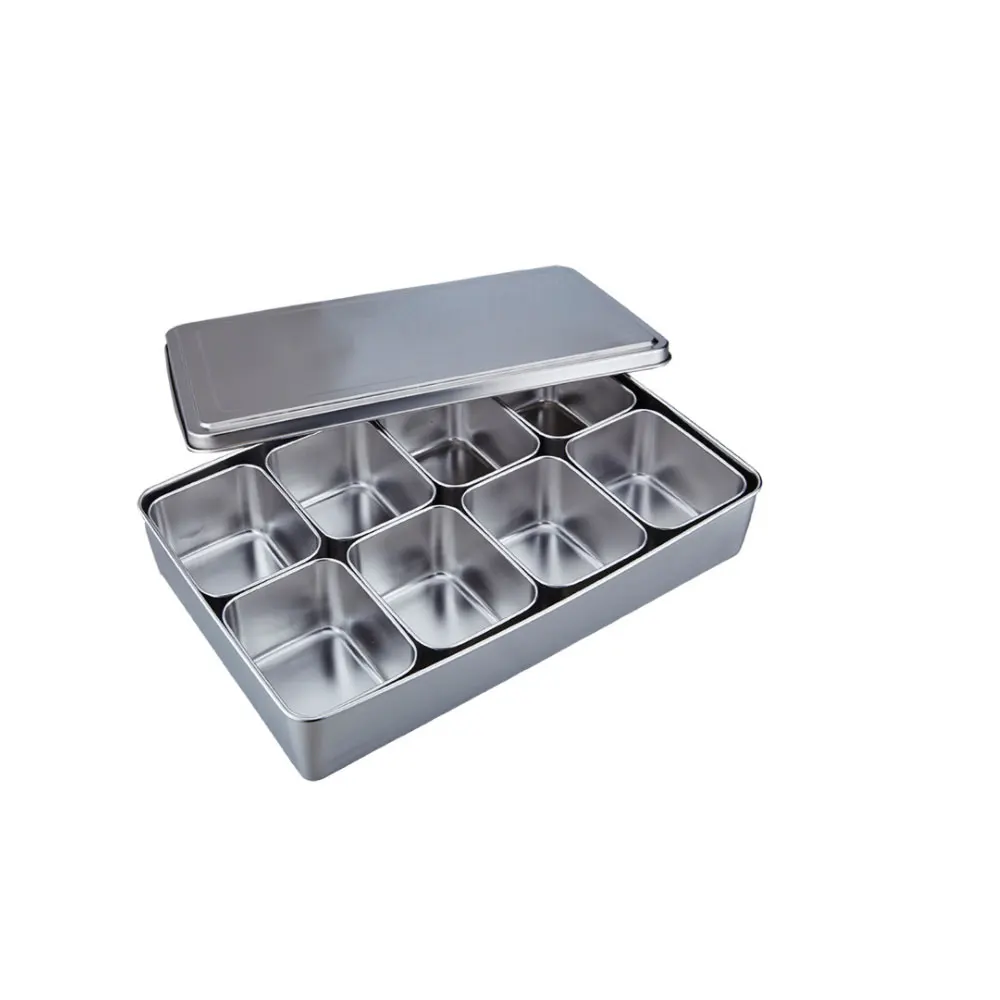 6 Compartment Spice Box Stainless Steel Condiment Box Spice Jar For Seasoning Box (1600321228839)