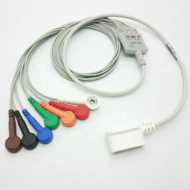 Flexible Medical Snap Button Cable Holter Ecg Cable Lead Snap Holter Ecg Eeg Cable