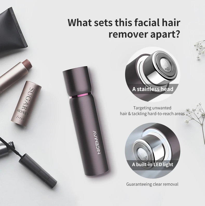 Customized Logo New Face Trimmer Shaver Usb Rechargeable Facial Mini Portable Electric Hair Removal Epilator for Women