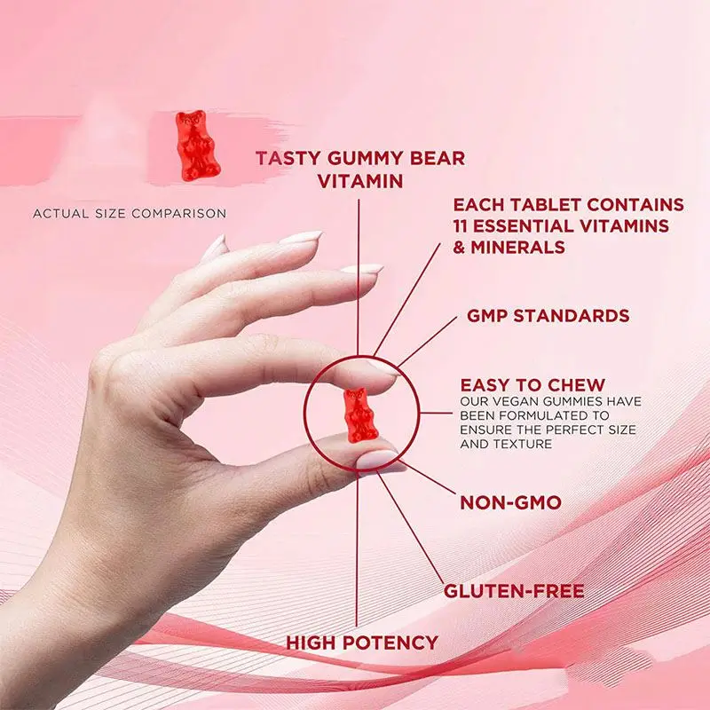 Dietary Supplement Vegetarian Immunity Boosting Gummy Foods Citrus Fruits and Kiwi 11 Vitamins Multivitamin Gummies for Adults a