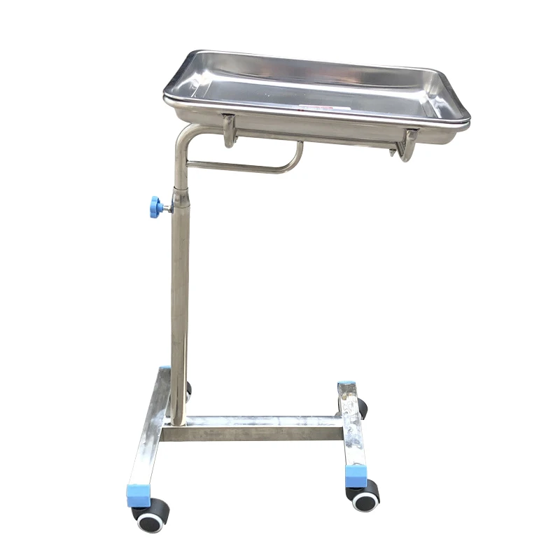 Hospital Furniture Stainless Steel Front-pedal Type Mayo Stand Table Operating Room Instrument Trolley With 2 Wheels
