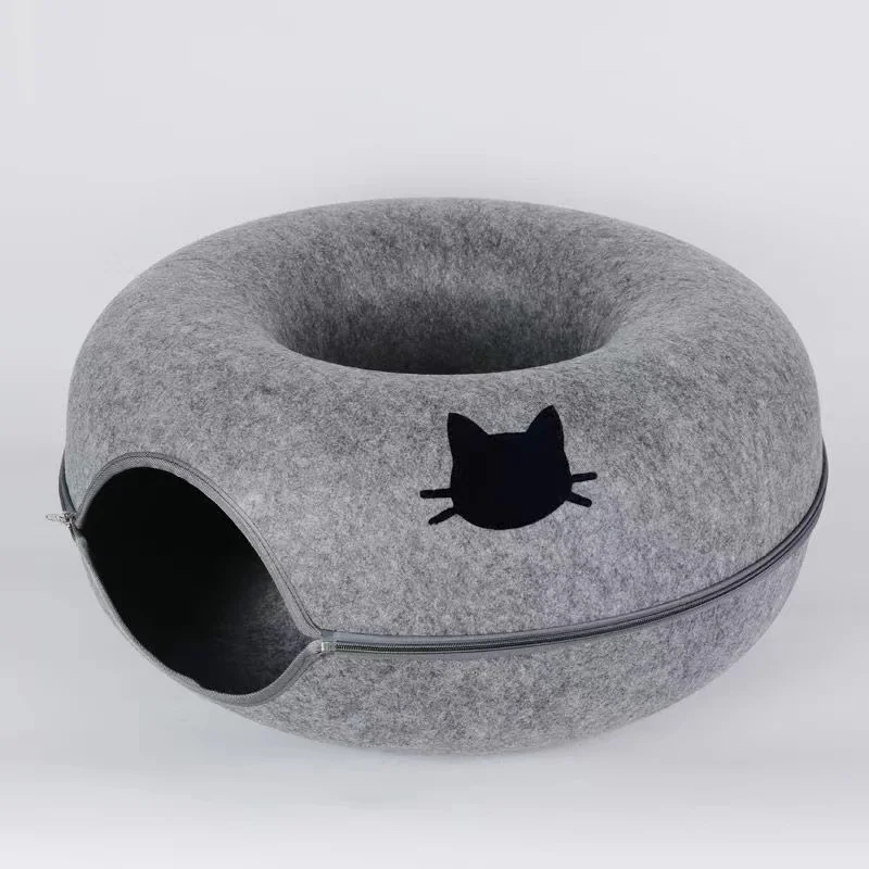 Round Cat Cave Donut Cat Hole Play Interior Cat Hideout Peekaboo Oversized Cave
