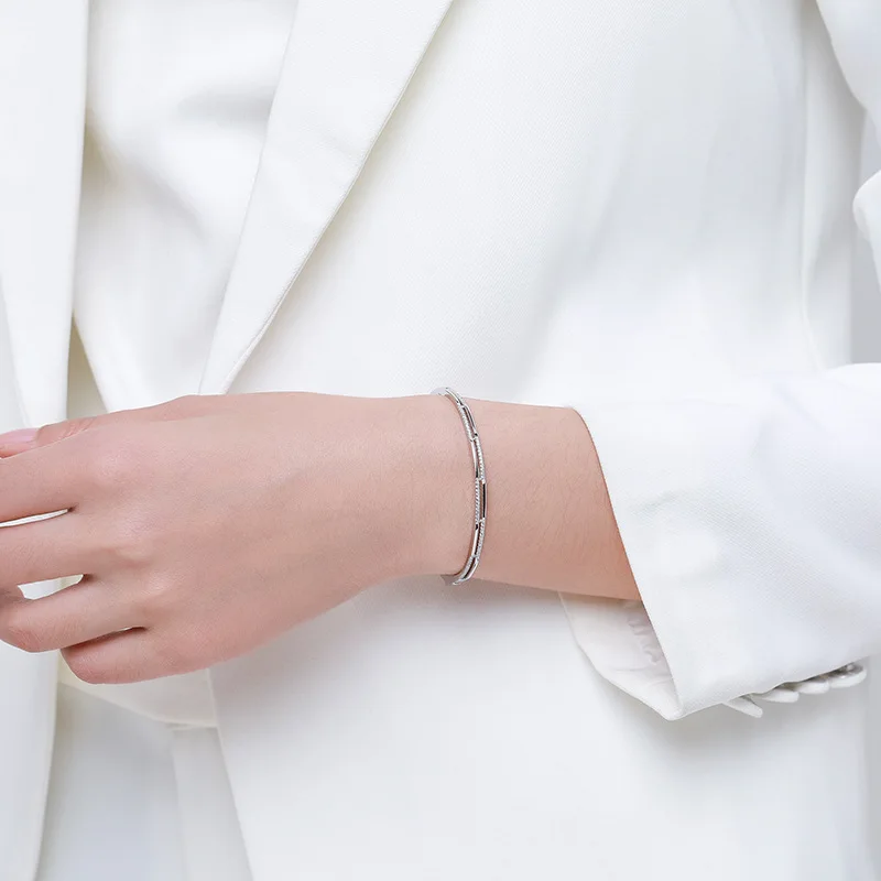 New Product Fine Jewelry Silver Bangle Temperament Zircon 925 Sterling Silver Fashion Bracelet Bangle For Women