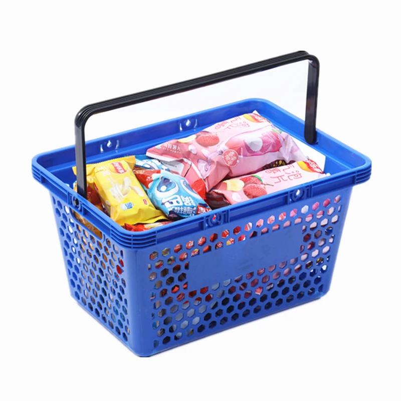 wholesale grocery and supermarket two handle honeycomb plastic hole shopping basket