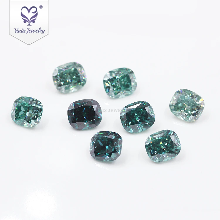 Yadis moissanite green for engagement ring long cushion cut loose moissanites jewelry value per carat