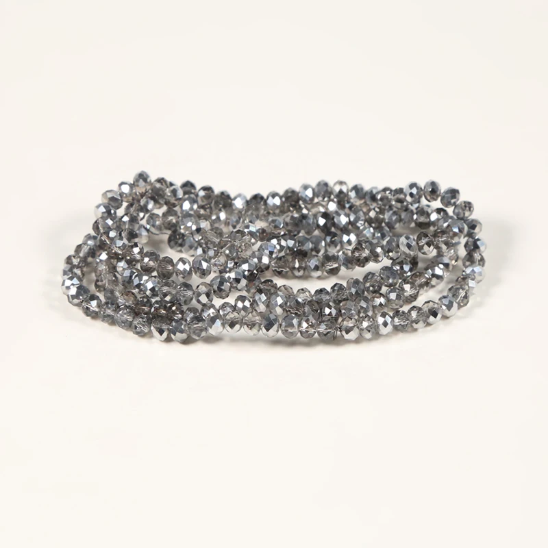 4x6mm Glass Beads Gray with Half IMT Rhodium Plated Faceted Rondelle  Beads  DIY Jewelry Bead Jewelry Making 100pcs