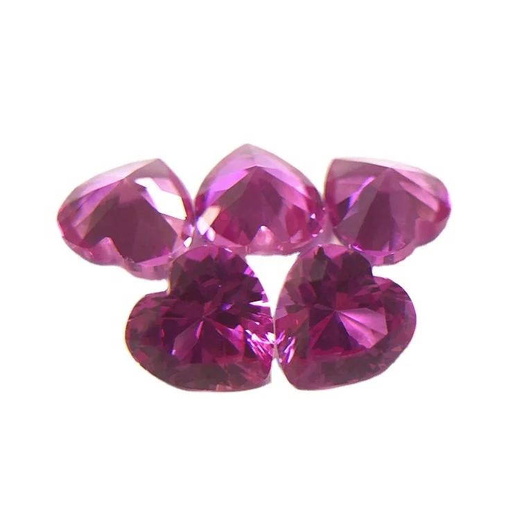 Wholesale gemstones 3# gem prices of rose pink red heart shape ruby synthetic sapphire corundum nielgems