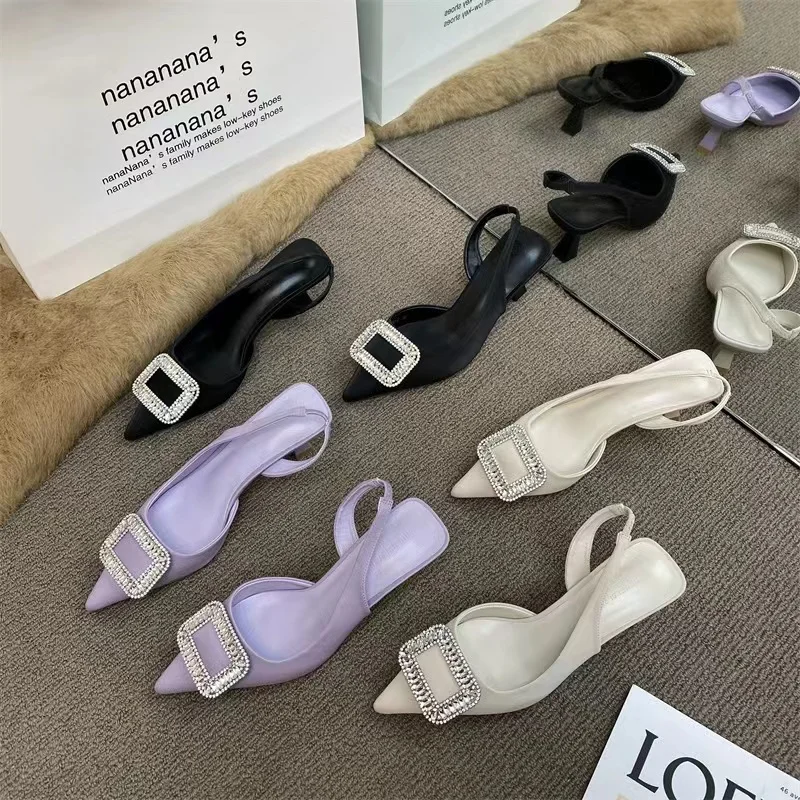 Elegant white satin leather wedding shoes, high-quality customized ankle pearl high heels, bride wedding shoes