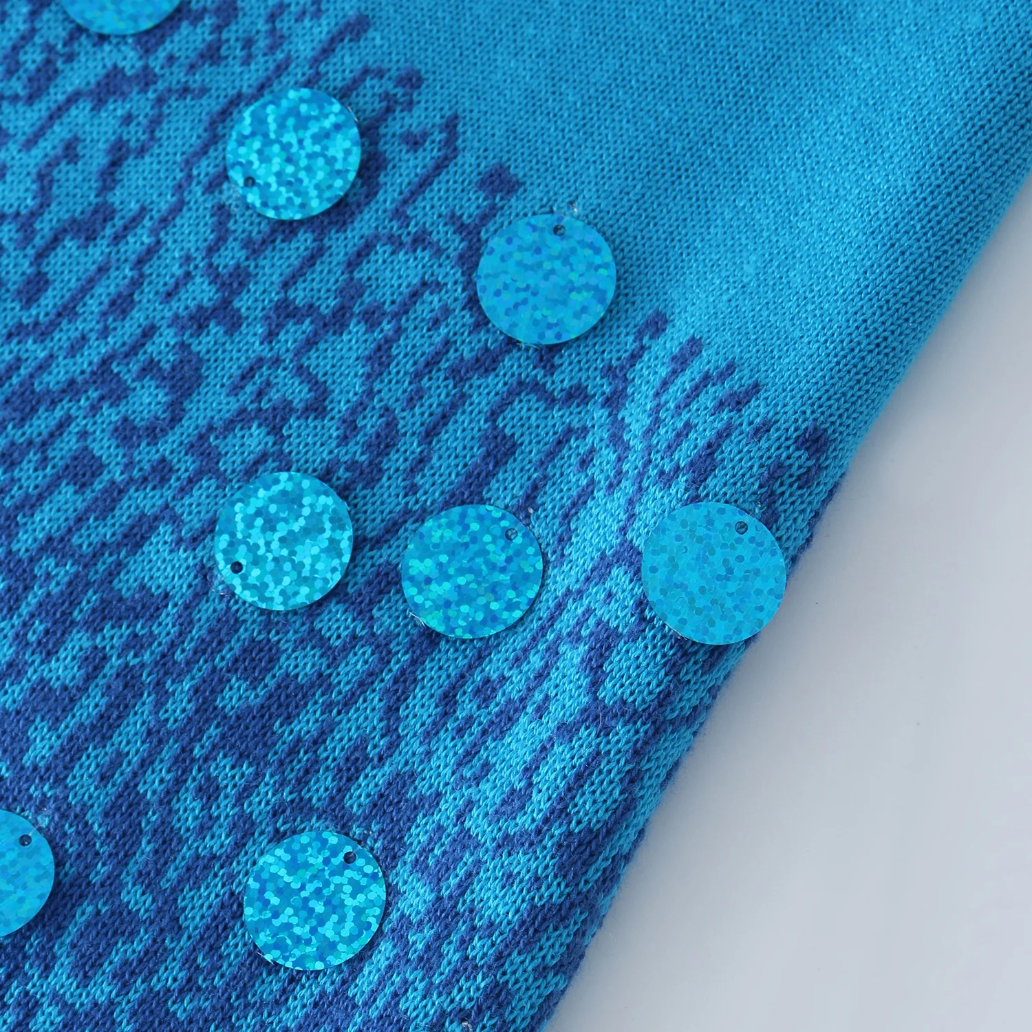 Custom Designer Korean Summer Clothes for Women Elegant Blue White Gradient Tie Dye Panelled Midi Pencil Knit Female Skirt 2024