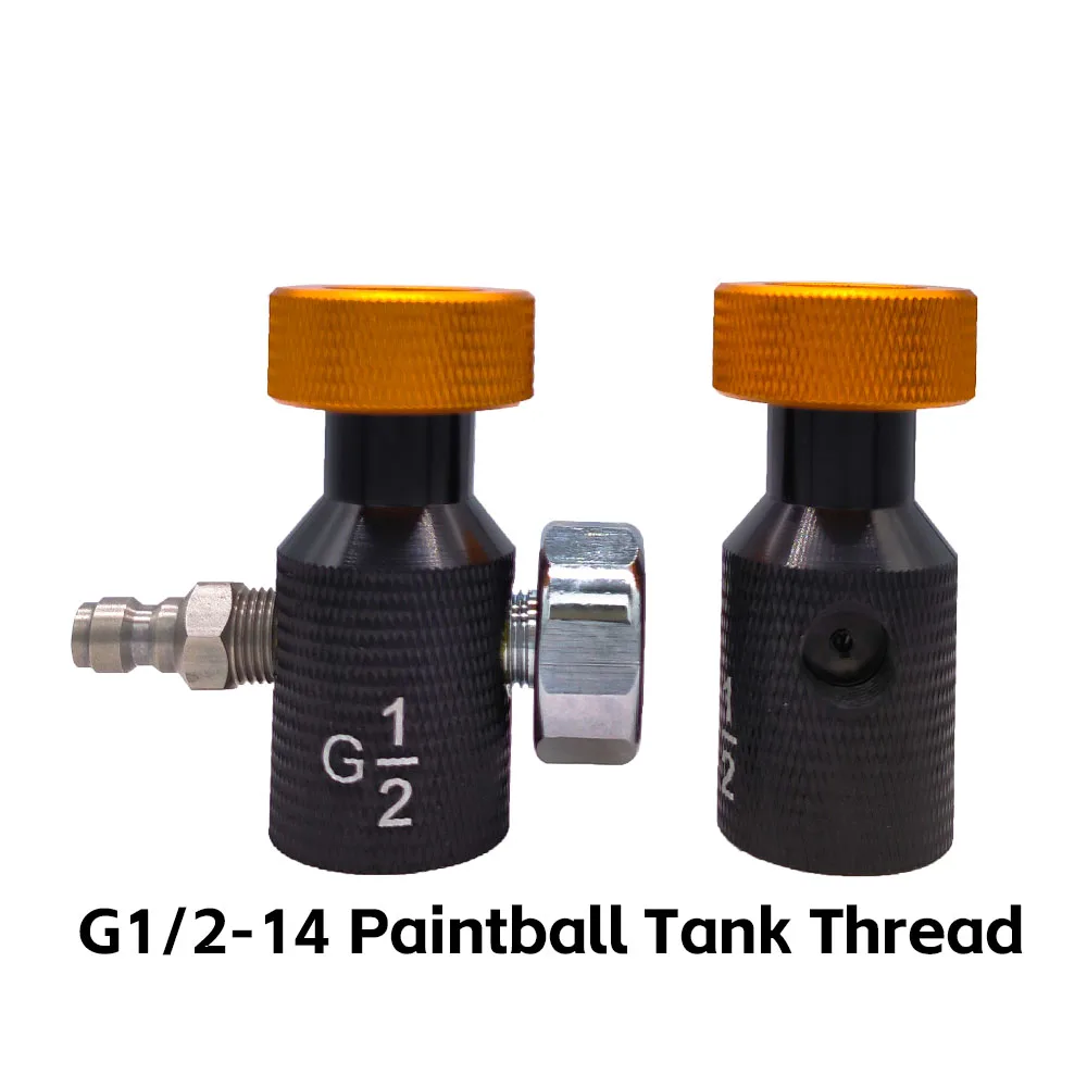 CO2 Cylinder Refill Adapter ConnectorG1/2-14 ASA 3000psi Pressure Gauge Black