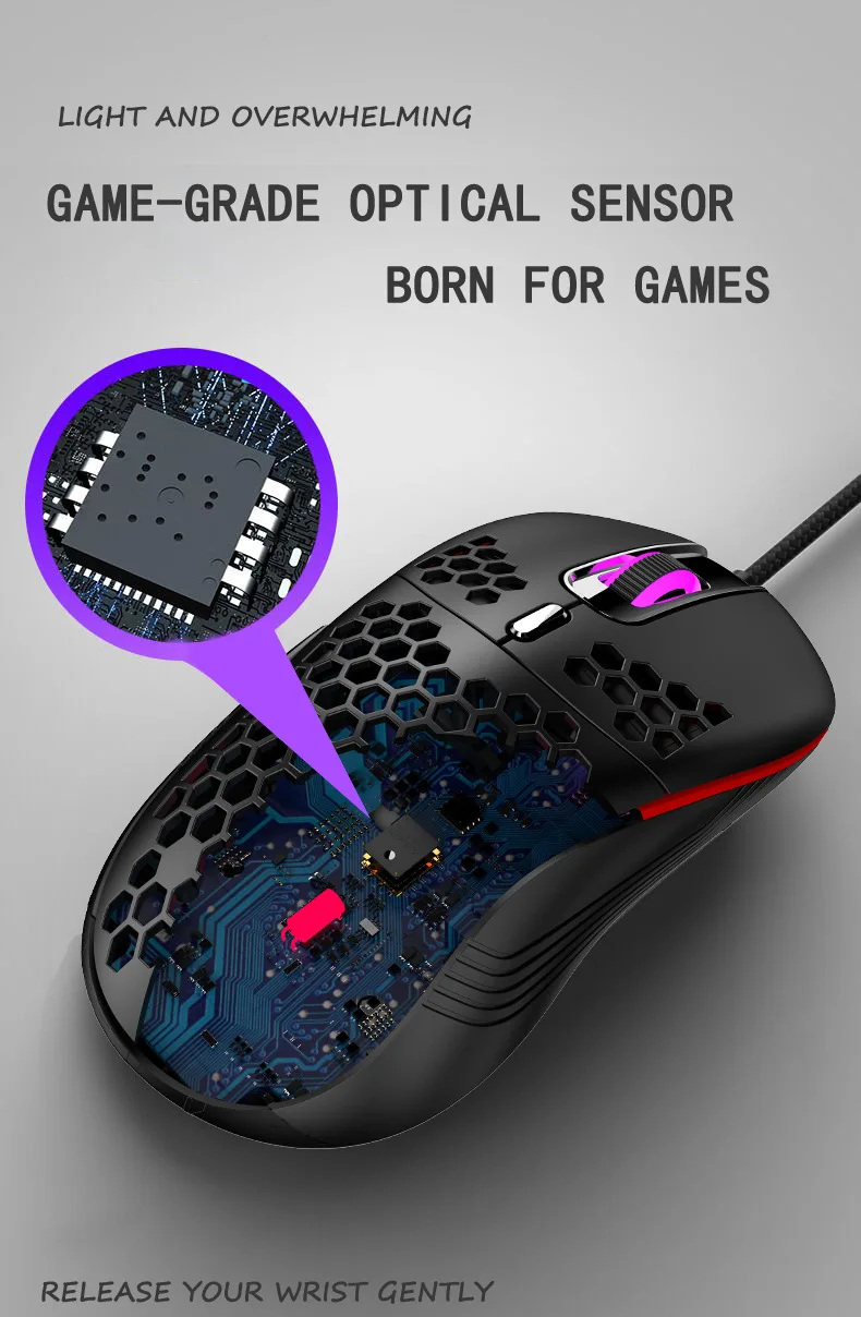  Светящийся USB Проводная игровая мышь RGB игровой мышки с шестью Регулируемый DPI Эргономичный дизайн для настольного laptopess коврик