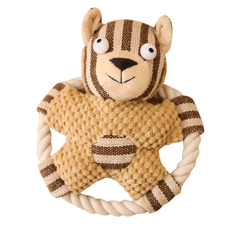 Manufacturer Wholesale Durable Squeaky Plush Training Pet Dog Rope Toys Chew Toys Set