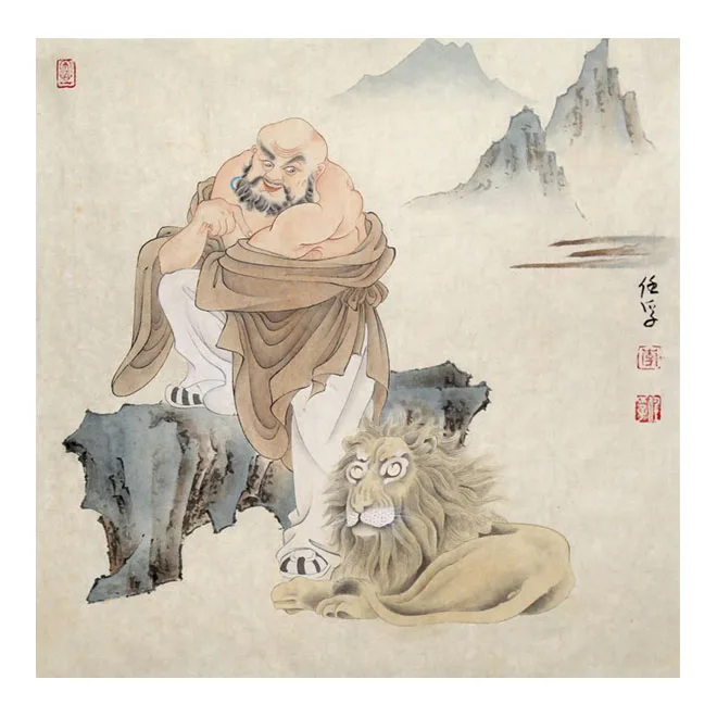 Arhat Scroll Vintage Ink Figure Buddha Traditional Chinese Painting Original Decorative Painting