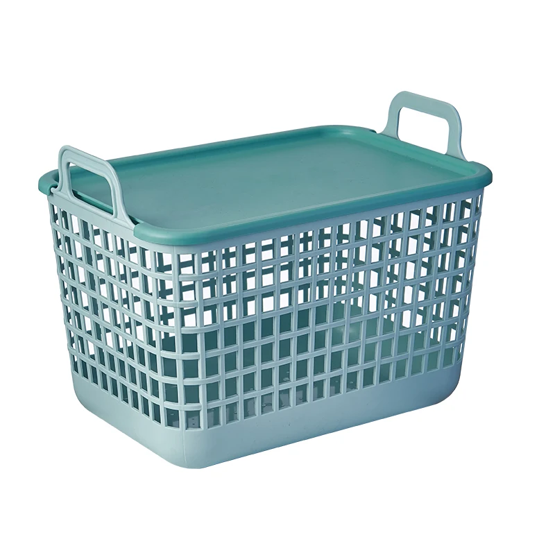 Factory Hot Sale Plastic Storage Basket  Double Handle Portable Plastic Baskets with Lid
