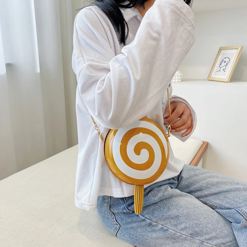 
Dropshipping 2020 New Fashion PU Leather LollipopShape Handbags and Purses for Women Chain Shoulder Crossbody Bag 