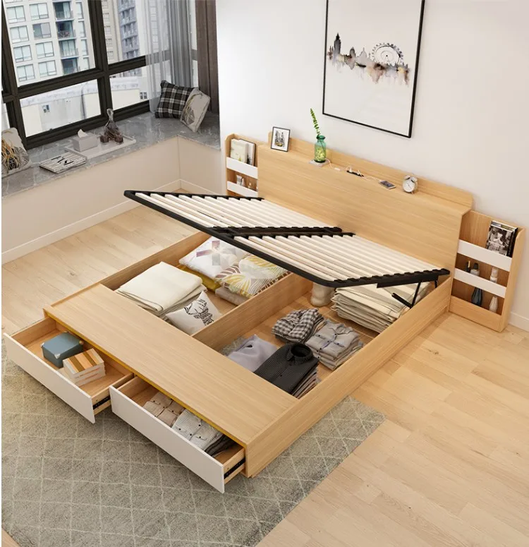 Современный простой стиль мебель для спальни татами кровать/1 5 м двуспальная кровать/кровать