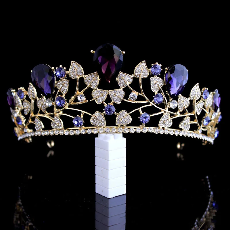 Wholesale Low Price Latest Design Blue Diamond Wedding Tiara Luxury Crystal Pageant Crown For Women