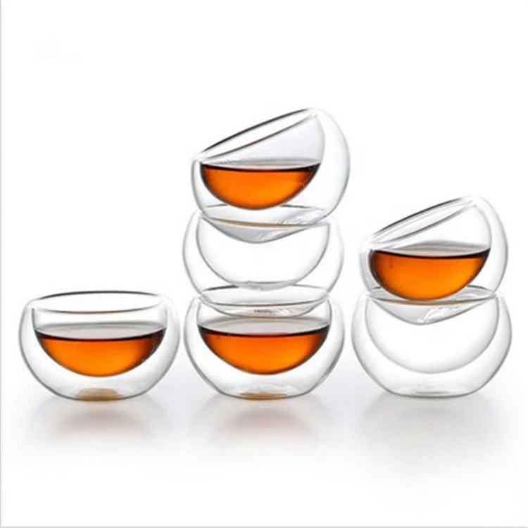 
6pcs set 50ml Double Wall Glass Cup Small Cups for drinking tea 
