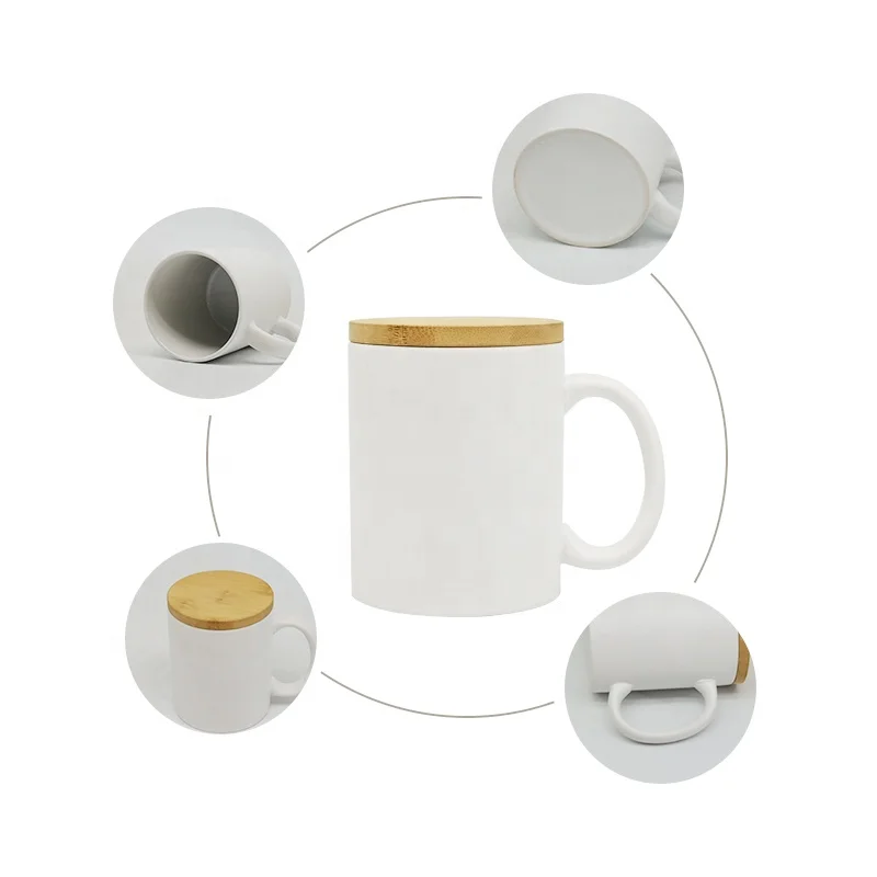 Personalised mugs 11oz blank sublimation mugs white matte finished ceramic coffee mug with lid