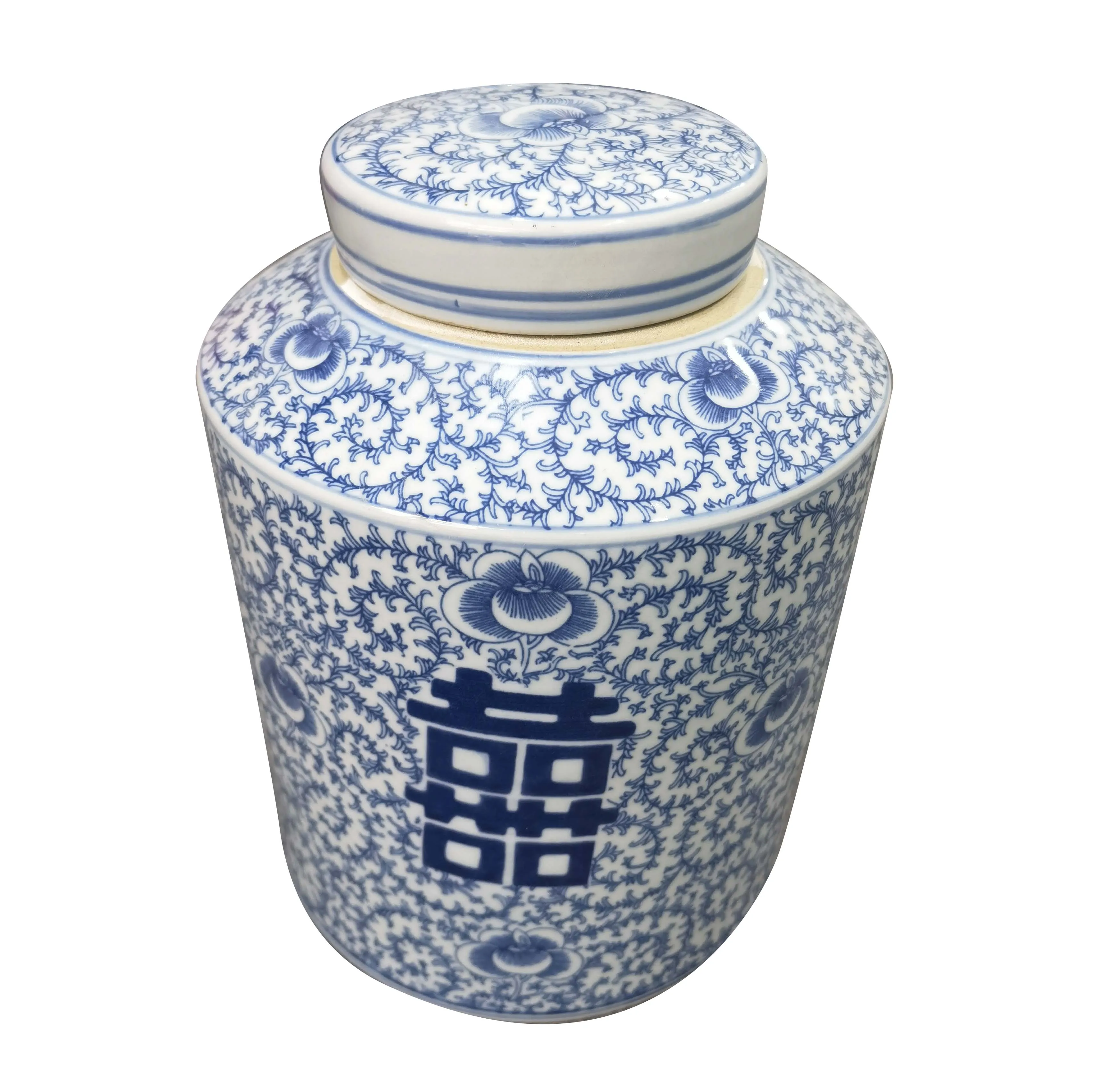 Chinese Fish Pattern and Double Happiness Cylinder Tea Coffee Sugar Salt Ceramic Storage Jar home decors ceramics vases