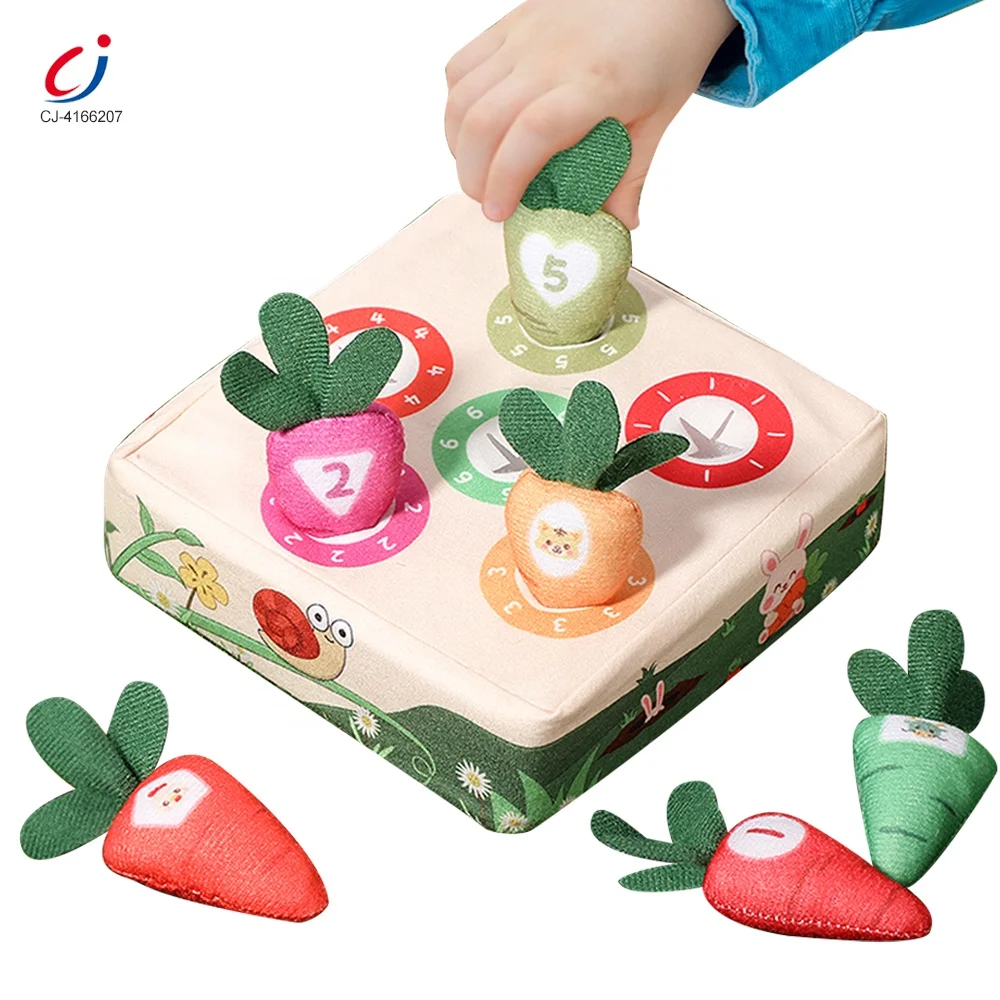 Chengji radish pulling early education toy baby number color cognitive game soft 6 holes plush cute carrot pull toy