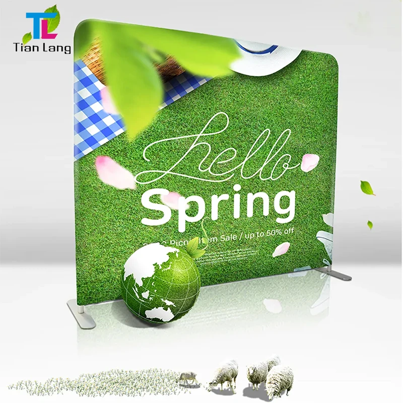 TianLang Custom StandPortable Green Screen Chroma Key Tension Fabric Booth Backdrop for Photography Studio