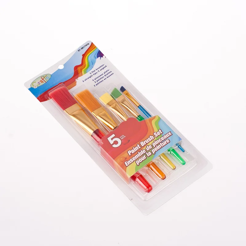 Children Painting Colorful Paint Brush Set Round and Flat Brush Artist Watercolor Oil Brush Drawing