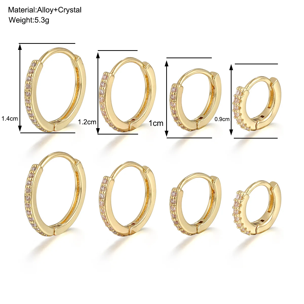 Stainless Steel Hoop Earrings set for women 4 piece Crystal Zirconia Tragus Piercing Jewelry
