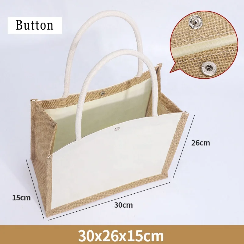 Custom reusable eco friendly natural hessian burlap beach shoulder bag plain canvas jute grocery shopping tote bags
