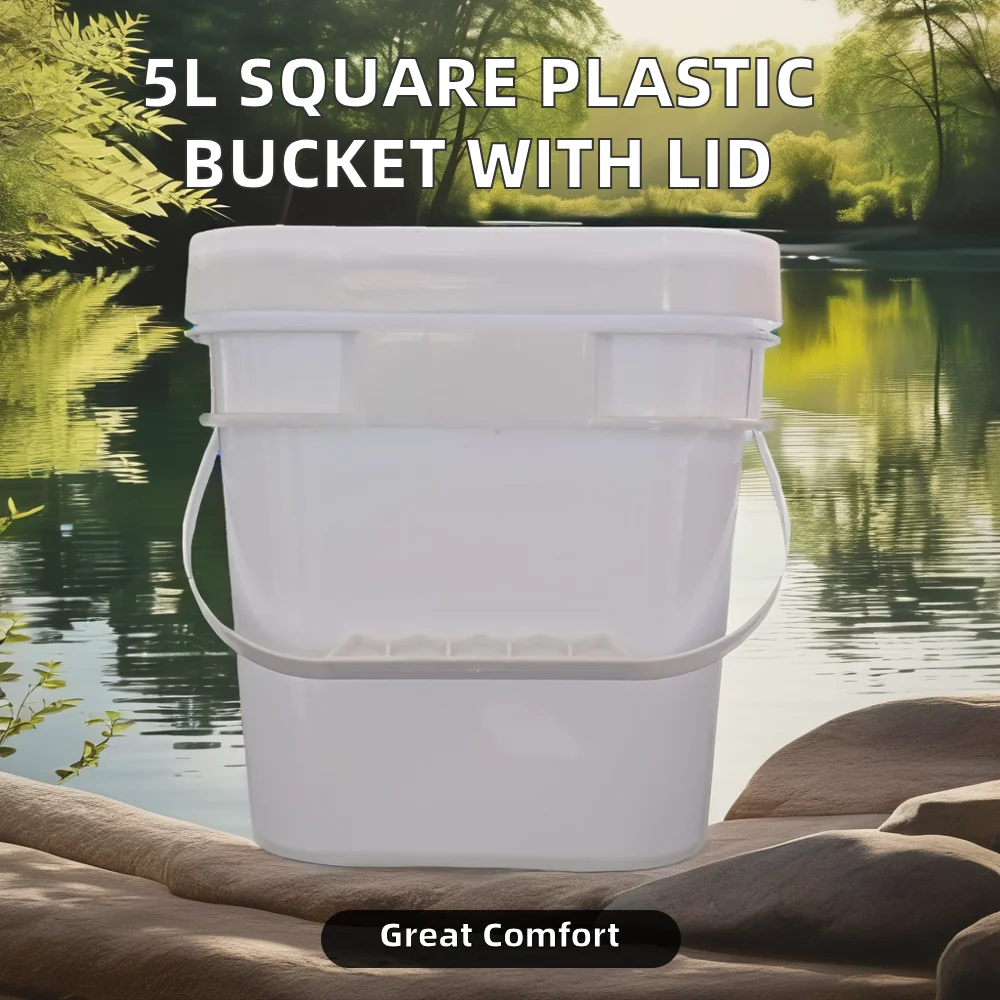 Factory Price 5L Plastic Square Bucket Food Grade Handle Lid Water Food Various Options Including 10L 20L 25L 30L Ice Buckets
