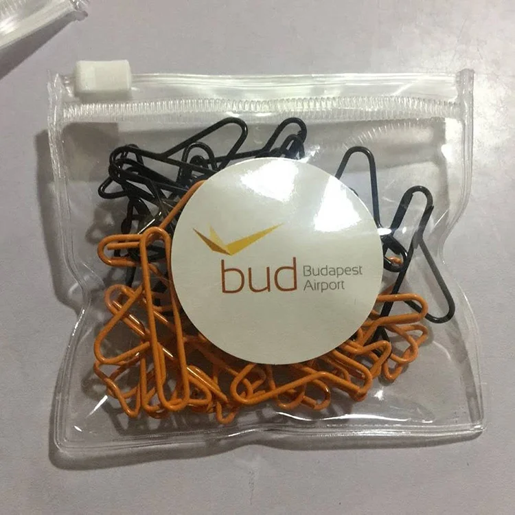 Unique promotional gift airplane shape paper clip in zipper bag with LOGO printing