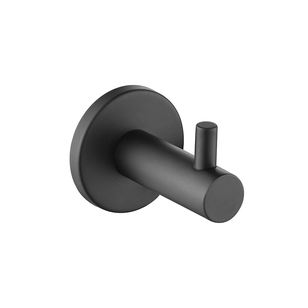 Hotel Wall Shower Black SUS304 Stainless Steel Single robe hook for Kitchen and Bathroom Coat Hooks Bath Robe Towel Hook Holder