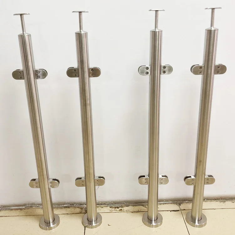 Frame Glass Balcony Clamp Fittings Stainless Steel Railing Post 850mm Glass Staircase Balustrade Handrail Pillar