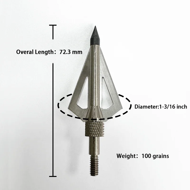 Archery Broadheads 100 Grains Hunting Broadhead Aluminum Stainless Steel Mechanical Broadhead 3 Blade Metal Crossbow ArrowHead