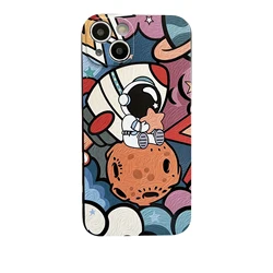 Hot sale oil painting style graffiti astronaut drop mobile phone case for iPhone XR XS 7p 8p 10 11 12 13 pro max