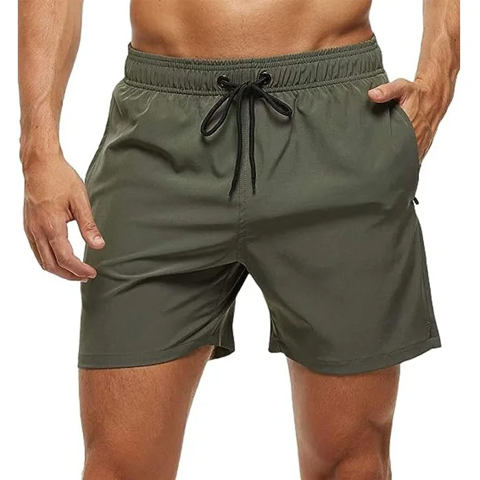 2023 New Arrival Wholesale Zippered Pocket Beach Shorts For Men Swimming Trunks