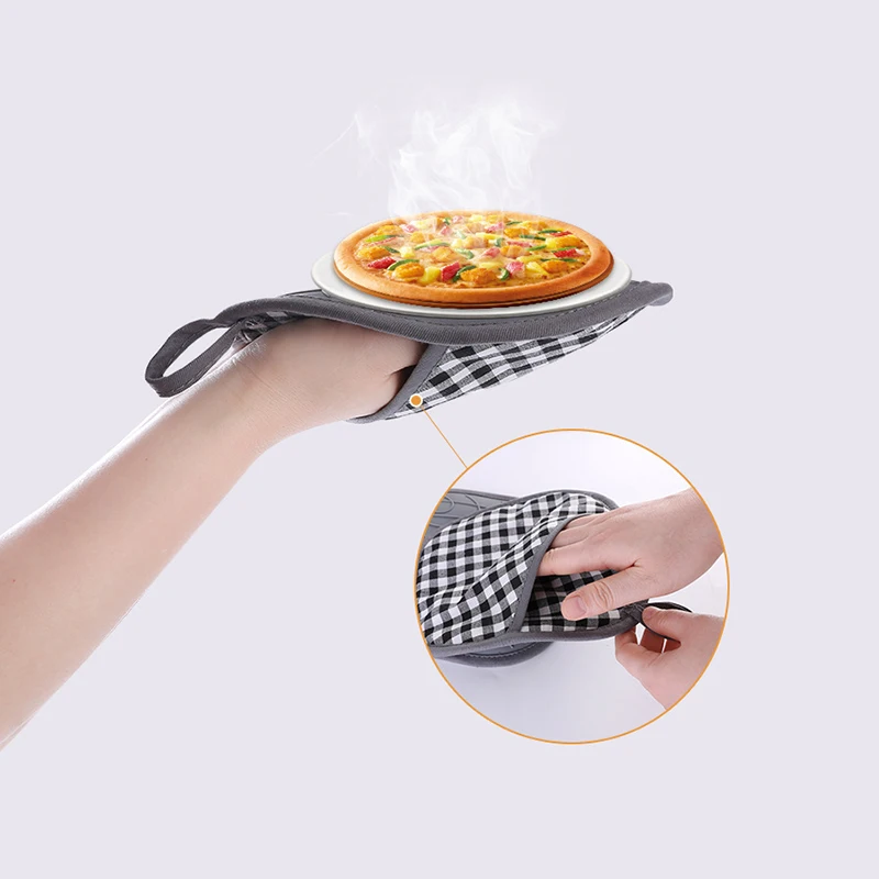 Heat Resistant Hot Pot Holders Silicone Microwave Oven Gloves High Temperature Insulation Gloves Anti Slip Silicone Oven Mitten