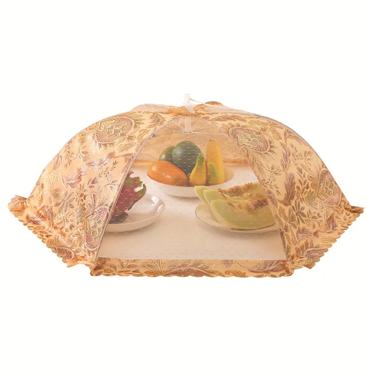 Simple European folding family table lace vegetable cover for large anti-mosquito and dust-proof food cover