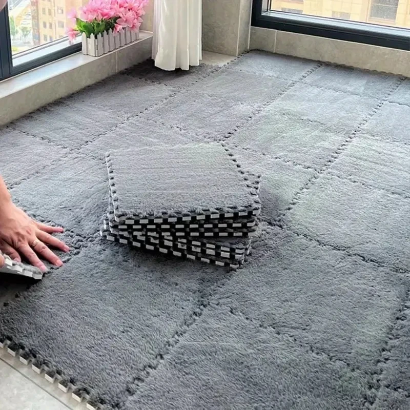 12pcs bedroom floor carpet puzzle plush mat mosaic carpet bedroom living room carpet kitchen and bathroom mat crawling mat