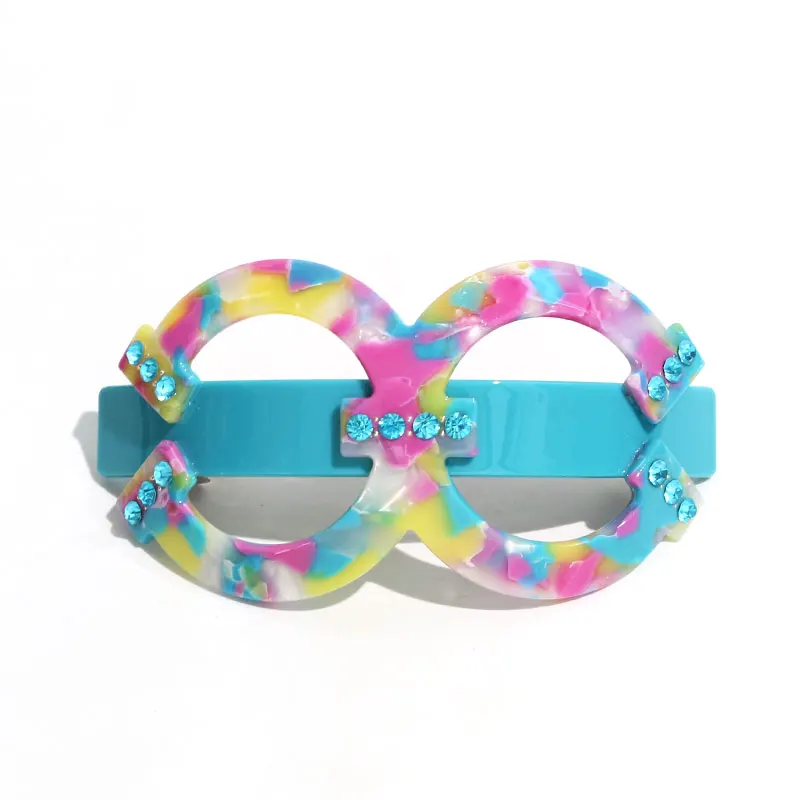 western designer bright color hair clips new 2023 coral rhinestone large barrettes for thick hair custom design acetate hairclip