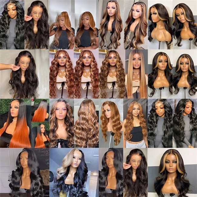 Wholesale Brazilian 13x6 HD Human Hair Transparent Lace Front Wig for Black Women Deep Wave 13*4 HD Swiss Lace Frontal Wigs
