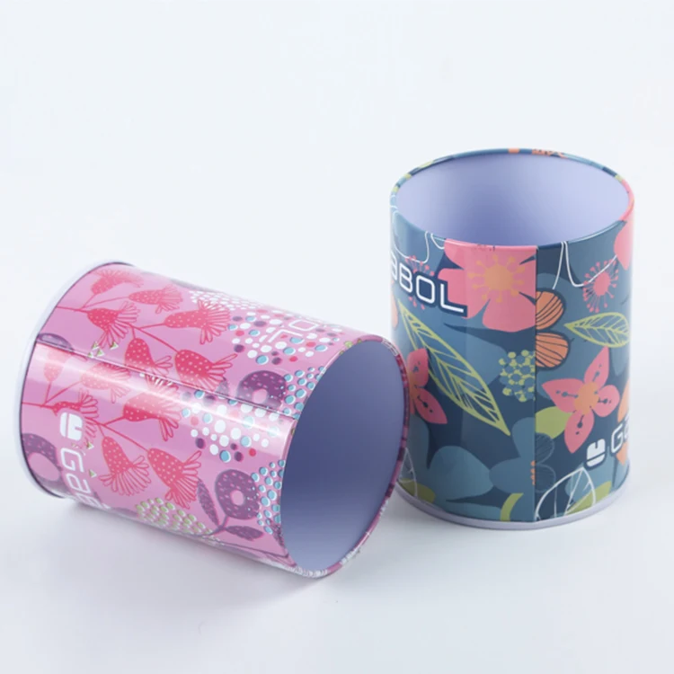 Metal tin pen box round tin pen packing tin box pen holder