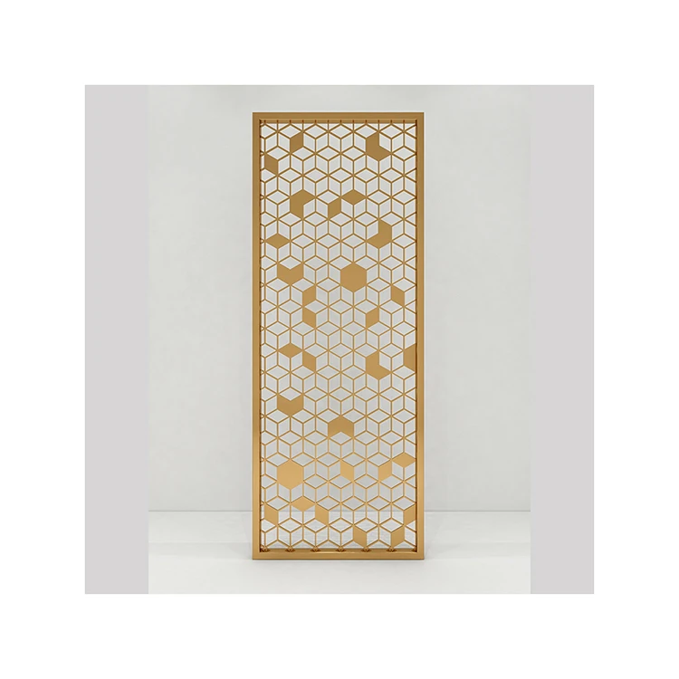 In house designs Foshan custom decorative gold metal folding screen room divider portable partition wall