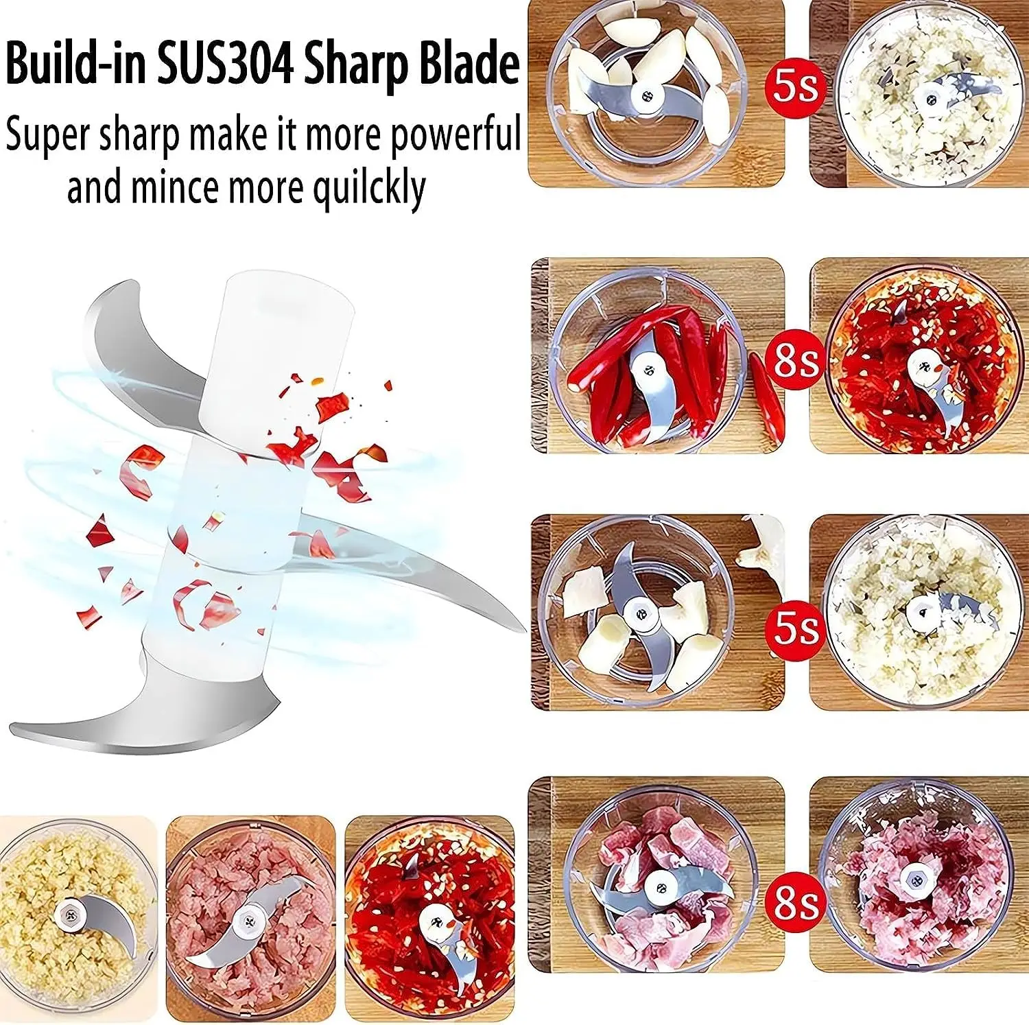 Electric Garlic Chopper Mini Portable Veggie Chopper Garlic Grinder Masher Onion Chopper Blender Vegetable Mini Food Processor,