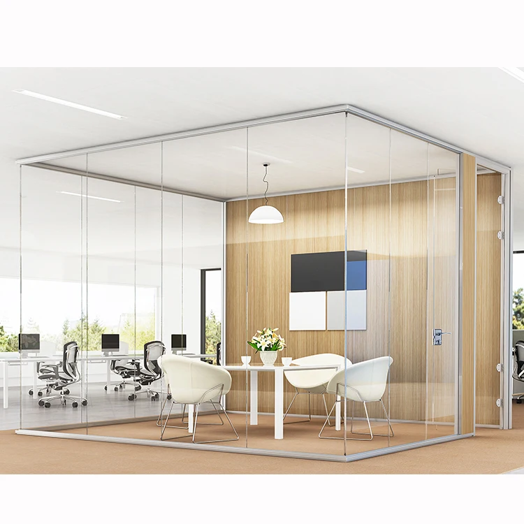 Double glass aluminium frame inside Office glass partition wall