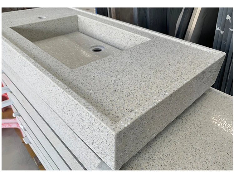 Artificial marble stone calacatta golden quartz kitchen dining restaurant grey table top