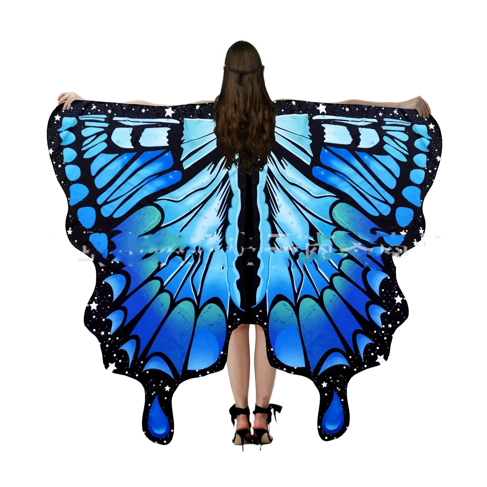 Halloween Party Costumes One Sided Printing Fabric Butterfly Wings for Women Butterfly Fairy Costume Dress Up Cosplay Stage