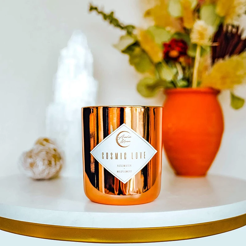 High quality natural scented soy wax wood crackling wicks gold metal candle jar for candle making