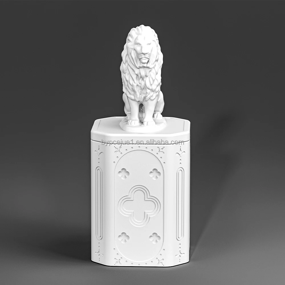 Latest Nordic Concrete Candle Vessels Customized Color Lion Candle Container Unique Design Cement Holders for Decor